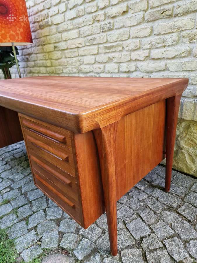 Vintažinis mid century tikmedžio rašomojo stalas - nuotraukos Nr. 18