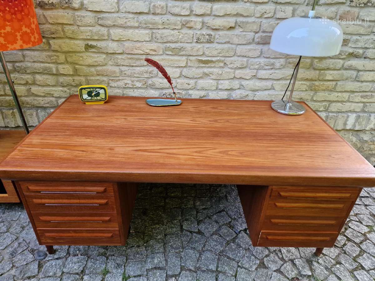 Vintažinis mid century tikmedžio rašomojo stalas - nuotraukos Nr. 26