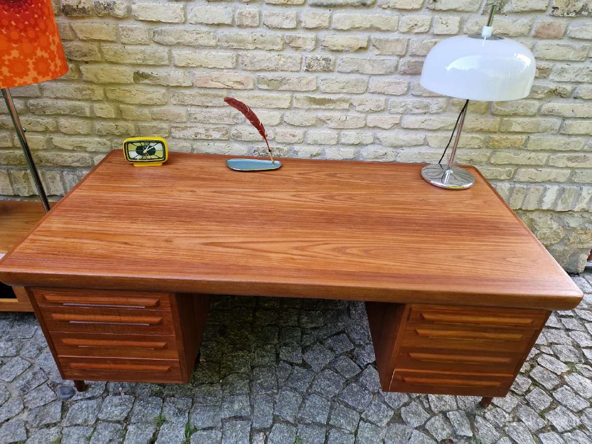 Vintažinis mid century tikmedžio rašomojo stalas - nuotraukos Nr. 31
