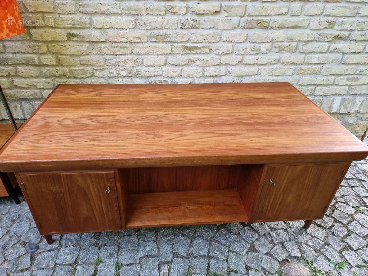 Vintažinis mid century tikmedžio rašomojo stalas - nuotraukos Nr. 32
