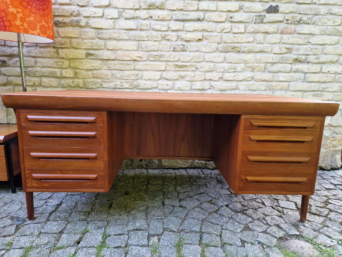 Vintažinis mid century tikmedžio rašomojo stalas - nuotraukos Nr. 34