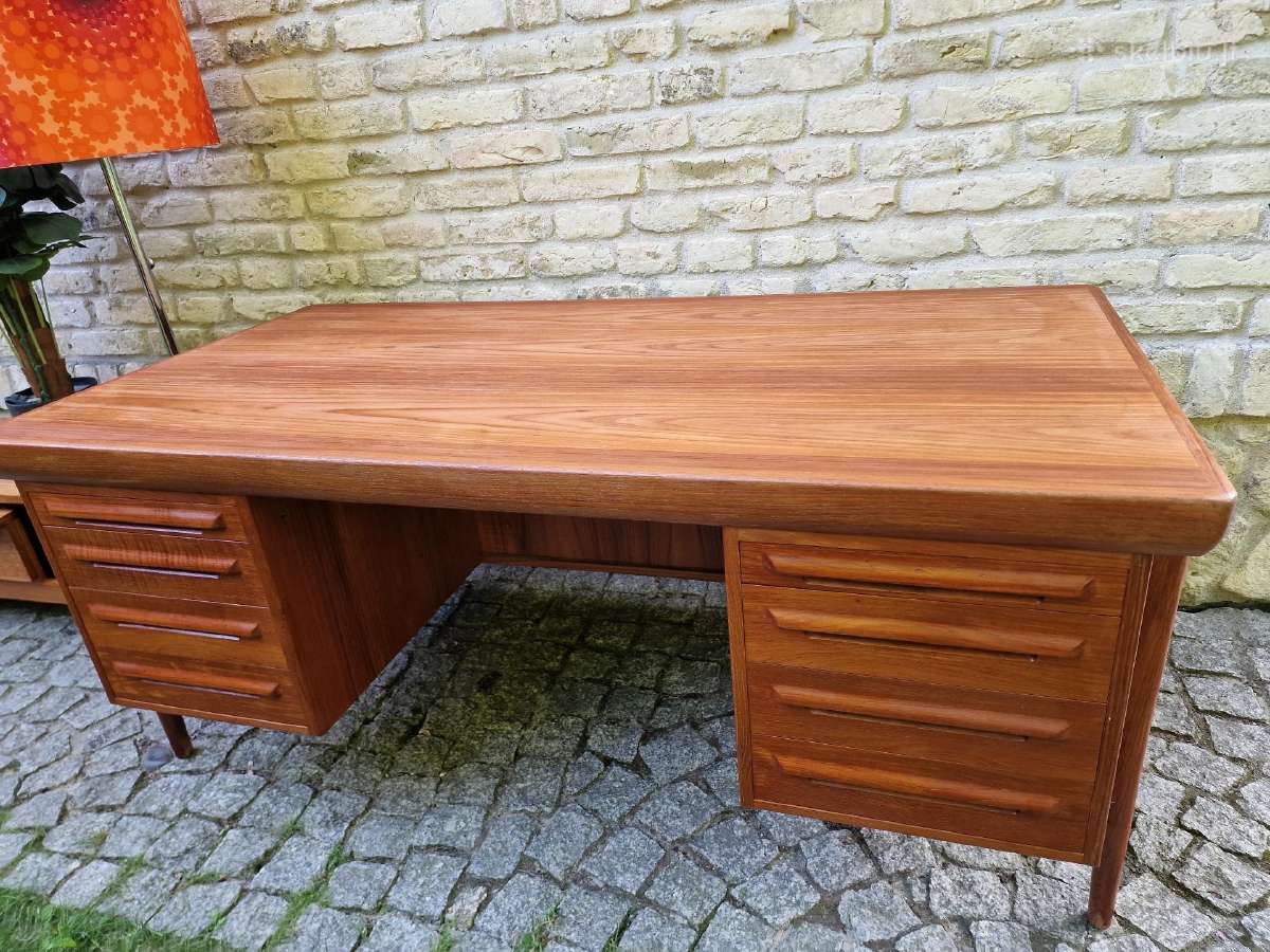Vintažinis mid century tikmedžio rašomojo stalas - nuotraukos Nr. 35