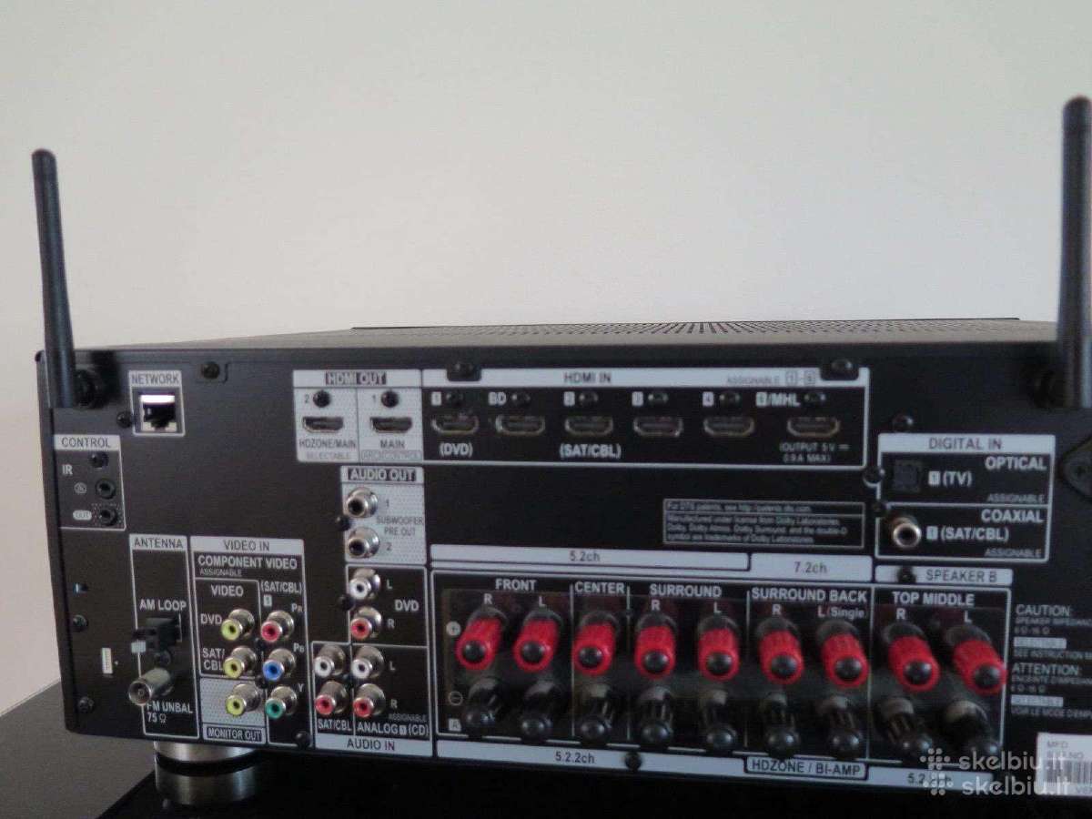 Pioneer vsx-930 Wi-fi Bluetooth 4k Atmos Resyveris - nuotraukos Nr. 4