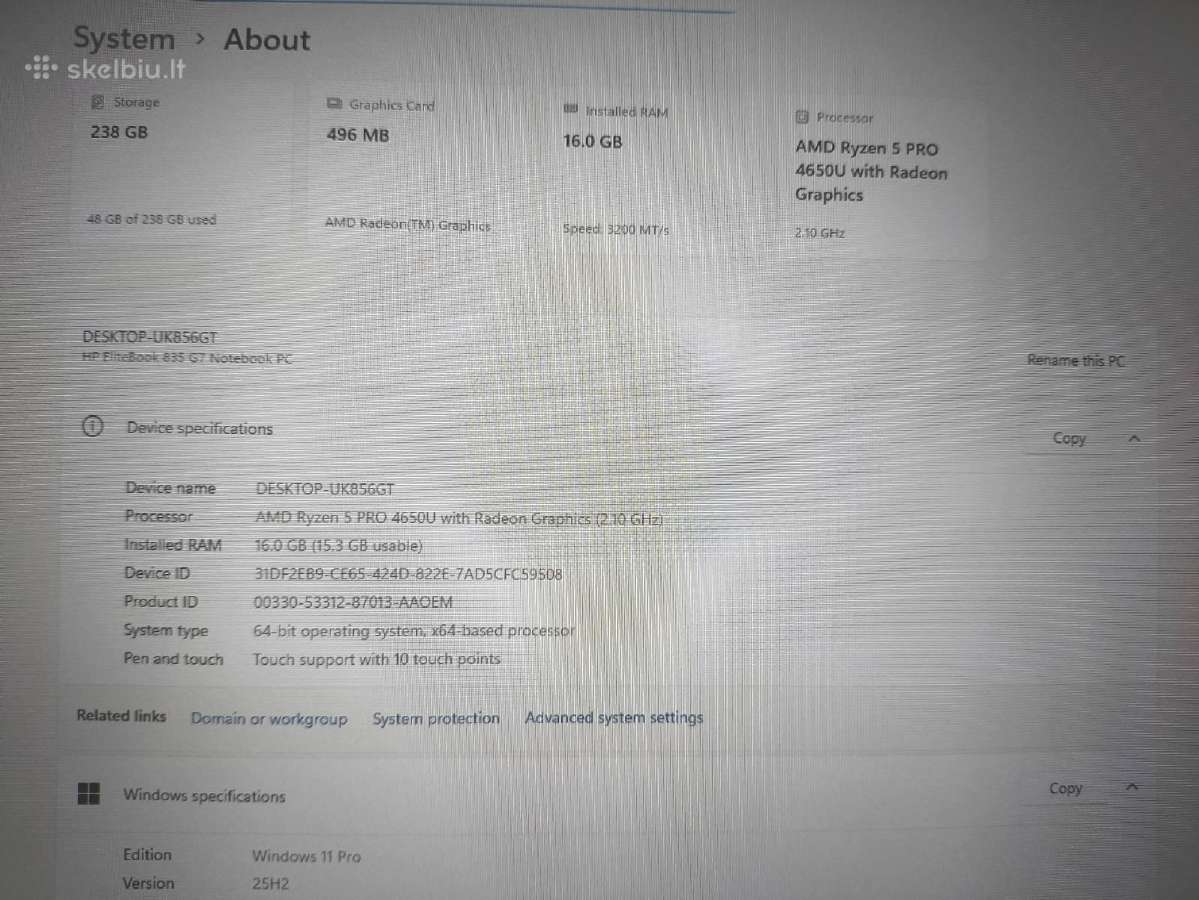 Elitebook 835 G7 13.3 Touch Ryzen 5 4650u 16gb 256 - nuotraukos Nr. 5