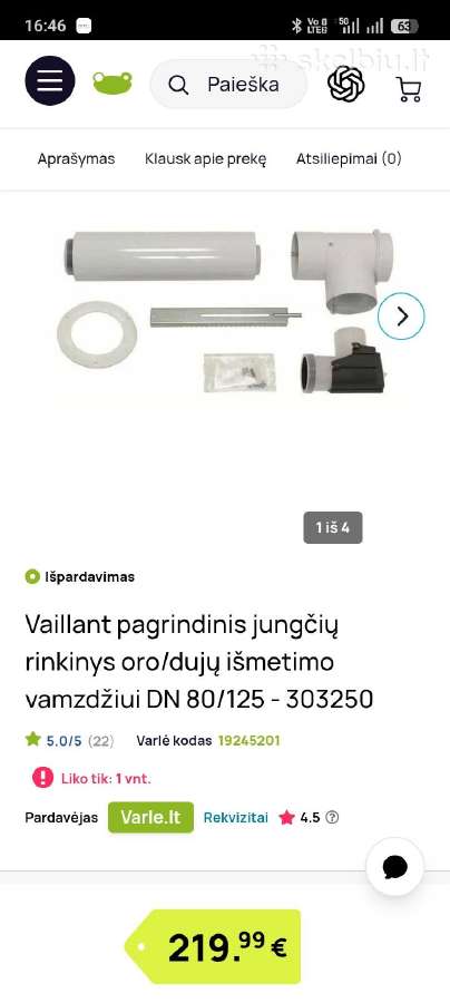 Vaillant komplektas dūmtraukiui – 60 / 100– 80 - nuotraukos Nr. 4