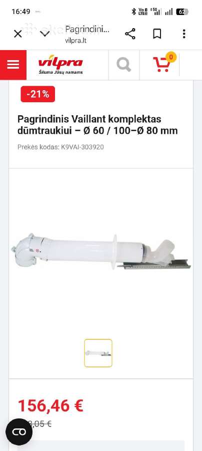 Vaillant komplektas dūmtraukiui – 60 / 100– 80 - nuotraukos Nr. 5