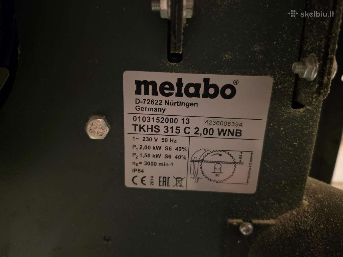 Metabo Medienos Stalo Pjūklas 230v 2000w 315mm Tkh - nuotraukos Nr. 2