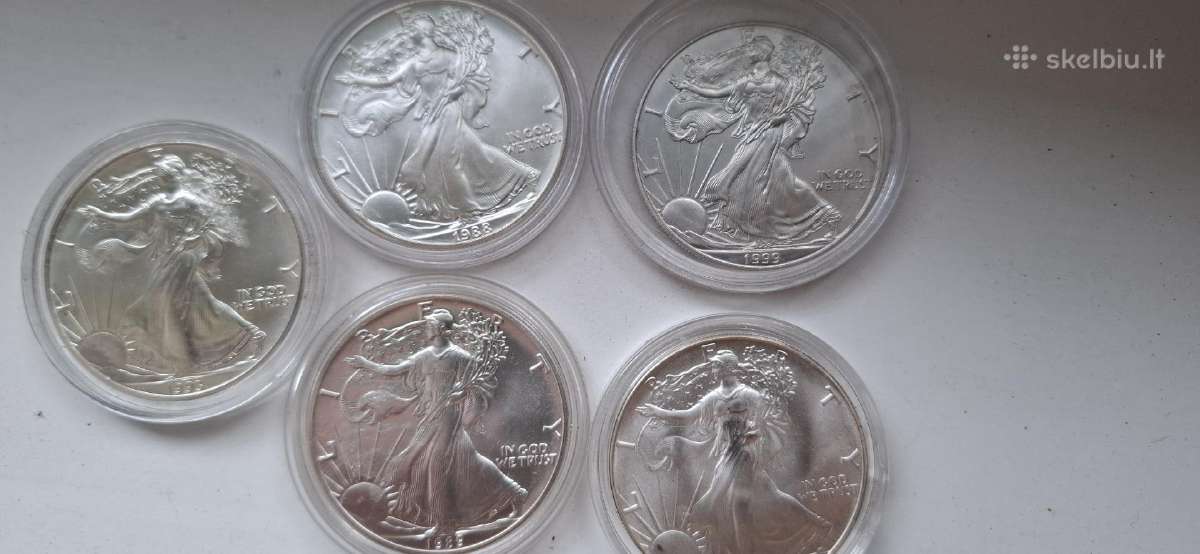 Sidabrines 1oz monetos Amerikos ereleiai JAV - nuotraukos Nr. 2