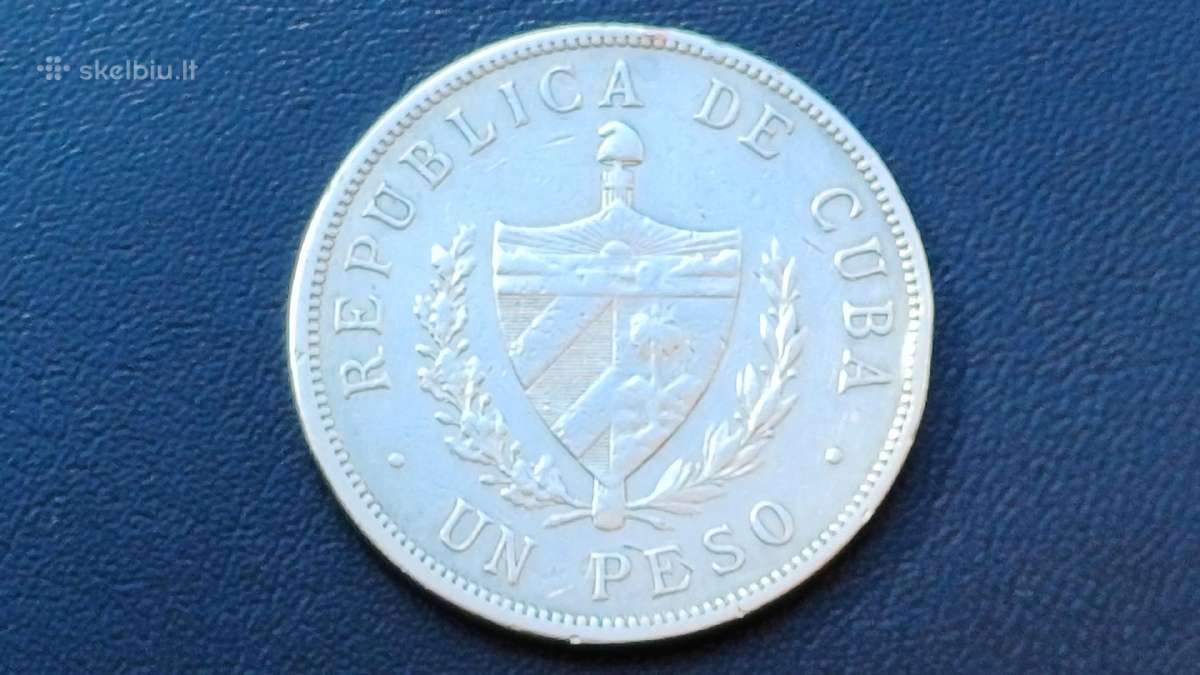 1 pesas 1915m. Kuba sidabras 900 - nuotraukos Nr. 2