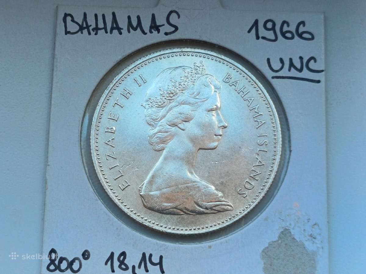 1 doleris 1966m. Bahamai sidabras unc. - nuotraukos Nr. 2