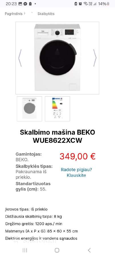 Skalbimo mašina beko - nuotraukos Nr. 3