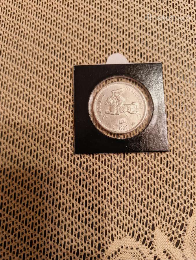 5 Litai 1925 m. Labai Gero Stovio. Unc - Su Kalykl - nuotraukos Nr. 2