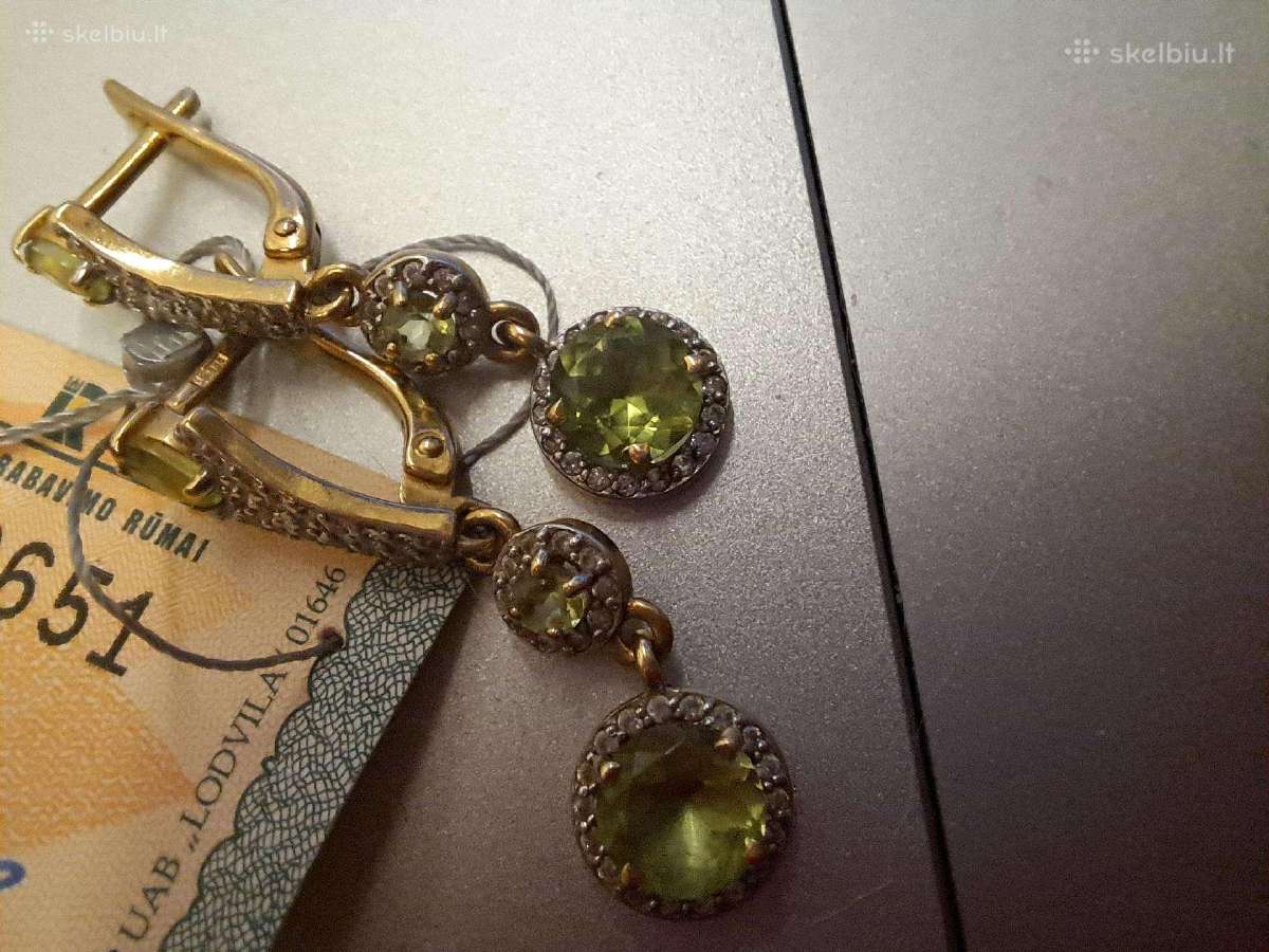 Aukso (585) auskarai su peridotais (4.66gr) - nuotraukos Nr. 5