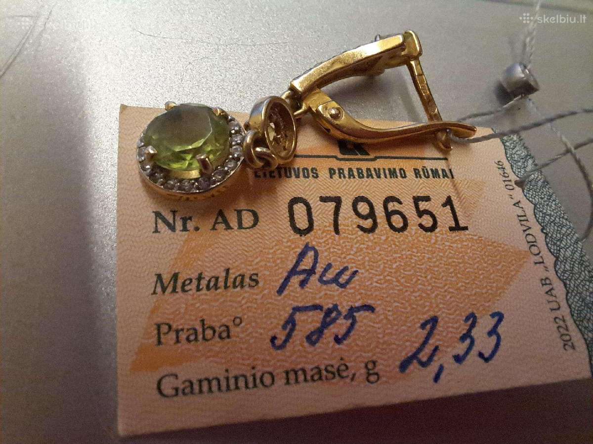 Aukso (585) auskarai su peridotais (4.66gr) - nuotraukos Nr. 6