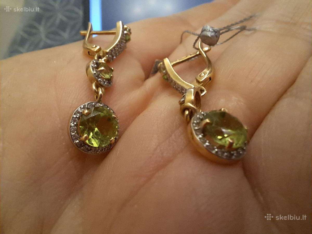 Aukso (585) auskarai su peridotais (4.66gr) - nuotraukos Nr. 11