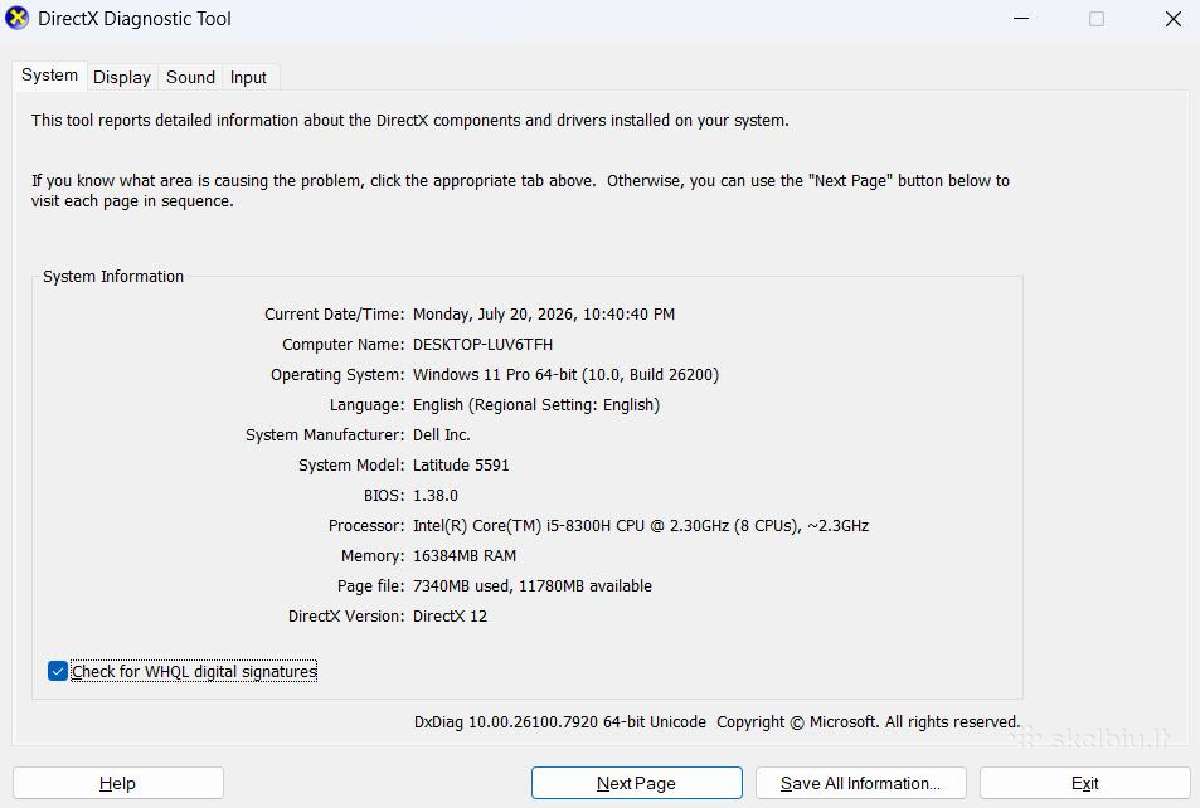 Dell Latitude 5591 i5-8300h - nuotraukos Nr. 10
