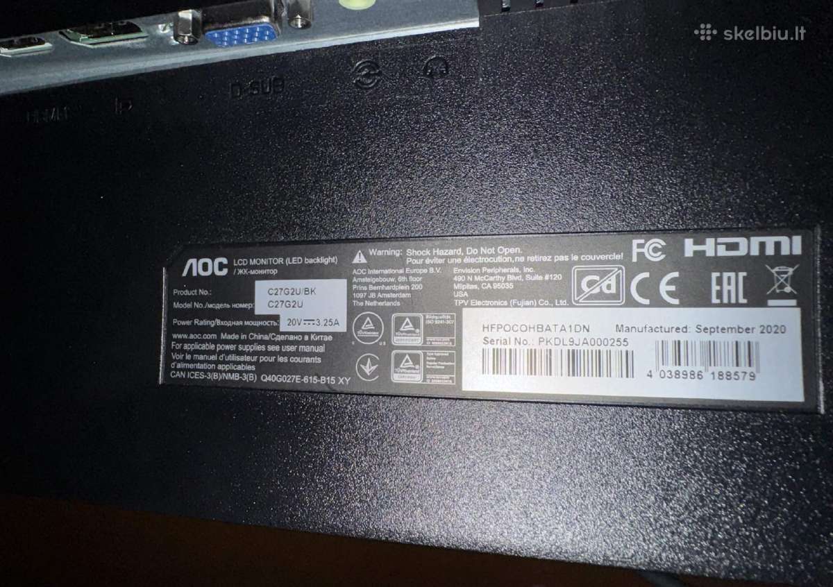 Aoc 27 165hz Fullhd monitorius - nuotraukos Nr. 10