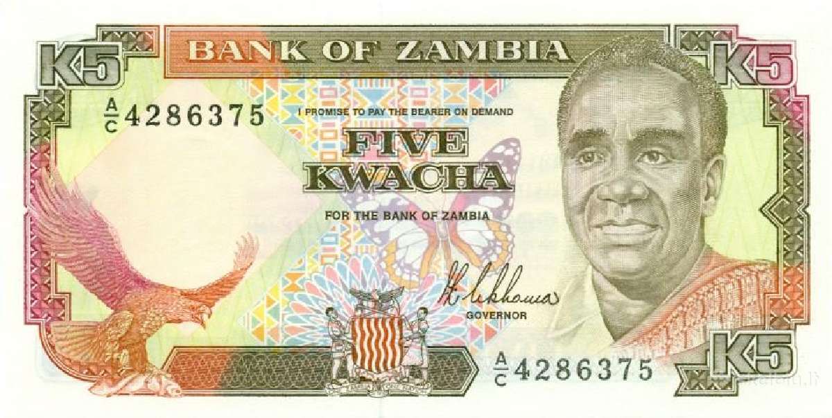 Zambia 5 kwacha 1989. Unc. P - nuotraukos Nr. 2