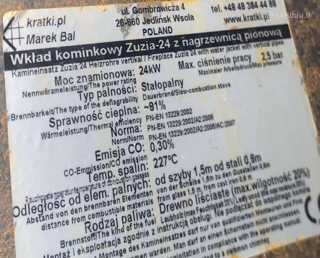 Židinys 24kw su vandens konturu ( imontuojamas ) - nuotraukos Nr. 2