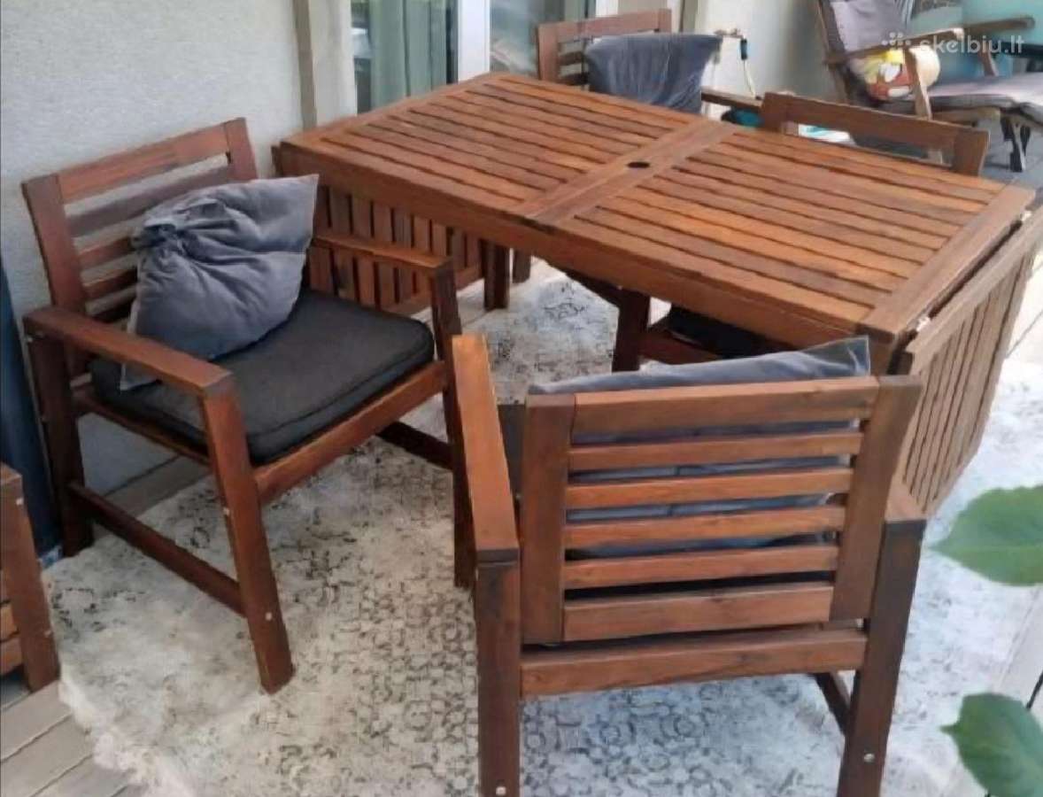 Ikea mediniai terasos lauko baldų komplektas - nuotraukos Nr. 2