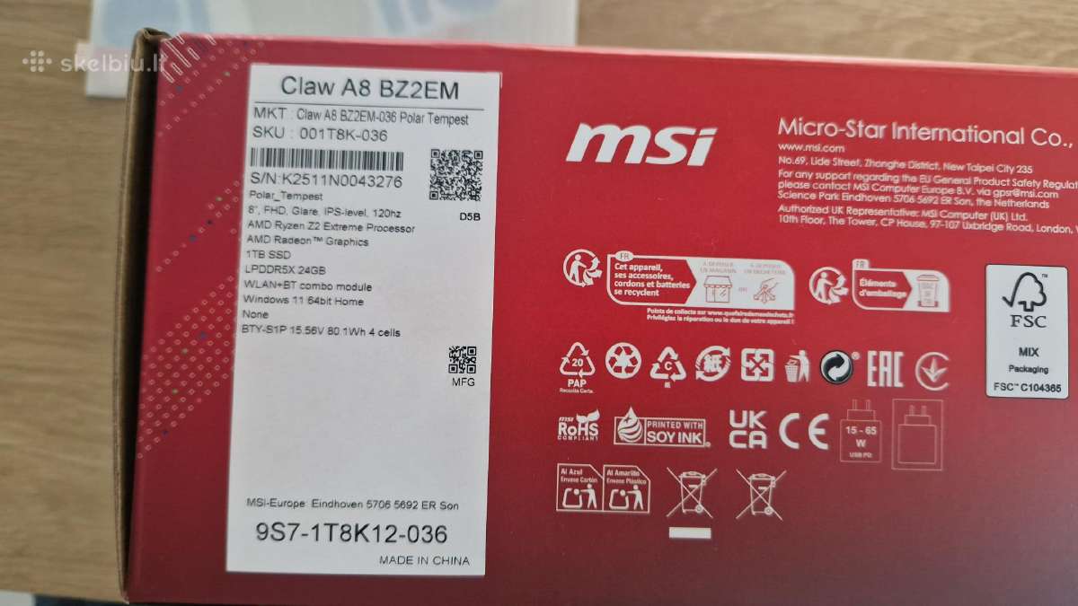 Msi Claw A8 (Amd Ryzen Z2 Extreme / Radeon 890m) - nuotraukos Nr. 8