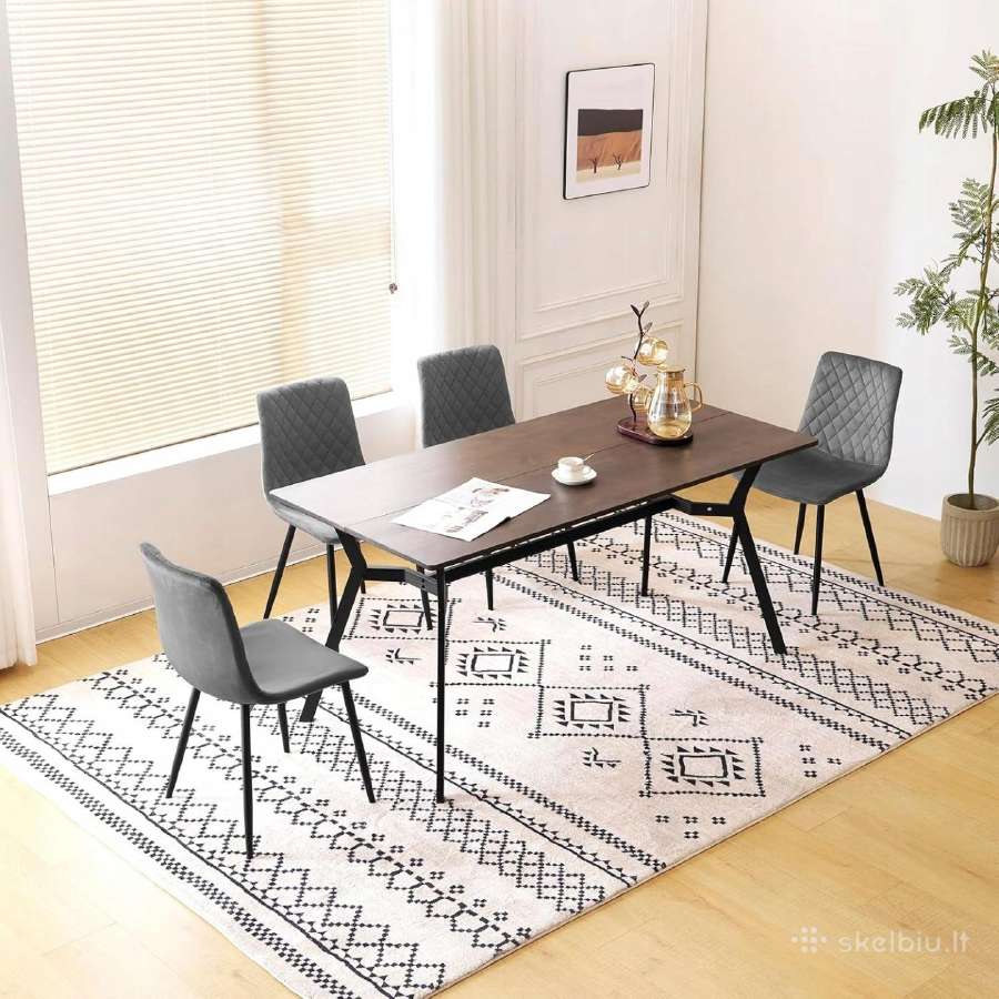 Valgomojo kėdžių komplektas, 4 vnt., aksominiai - nuotraukos Nr. 8