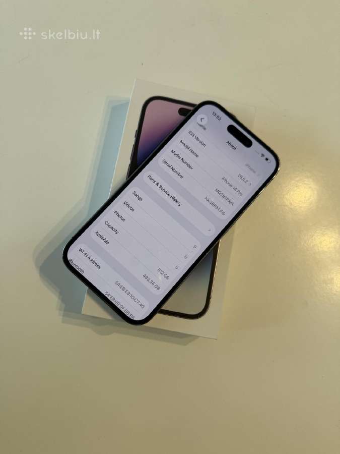 Apple iPhone 14 pro 512gb deep purple 100% - nuotraukos Nr. 3
