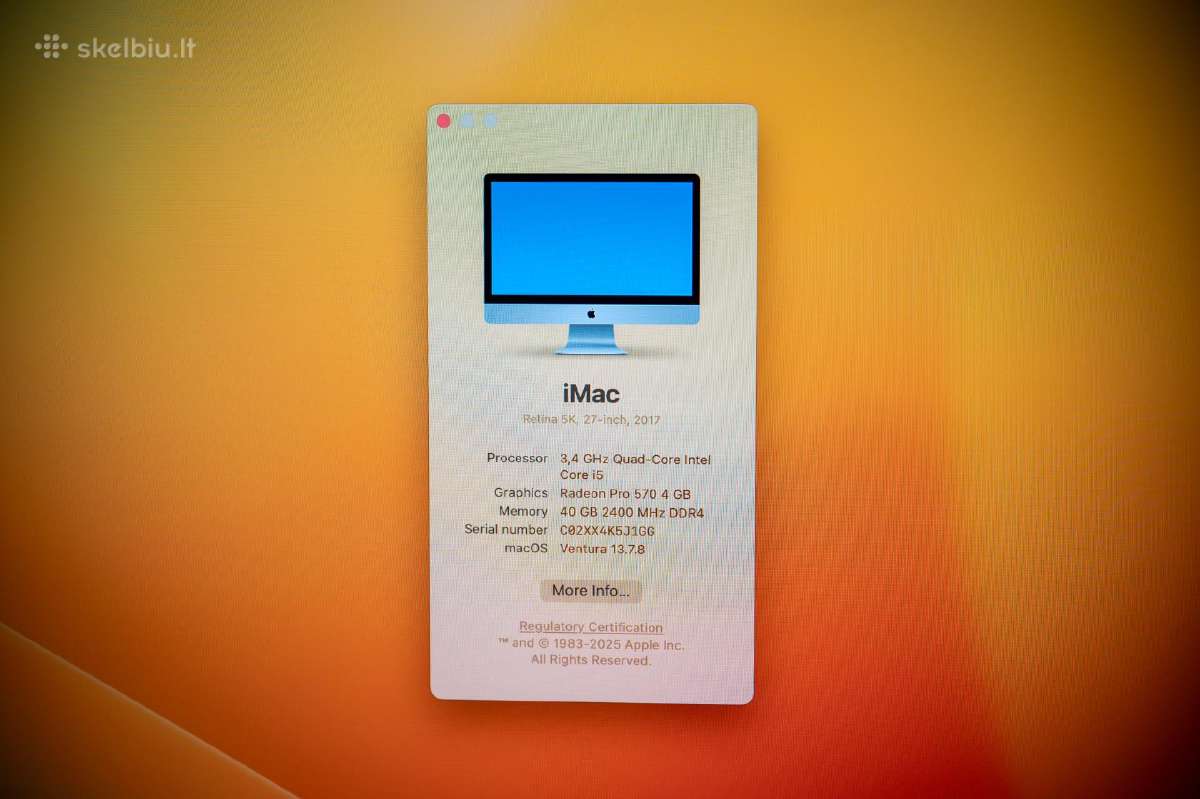 Apple iMac 27" Retina 5k, 2017 - nuotraukos Nr. 6