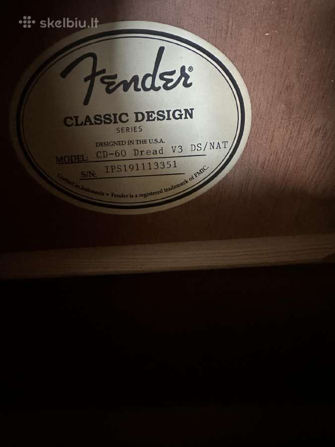 Akustinė gitara Fender CD-60 - nuotraukos Nr. 5