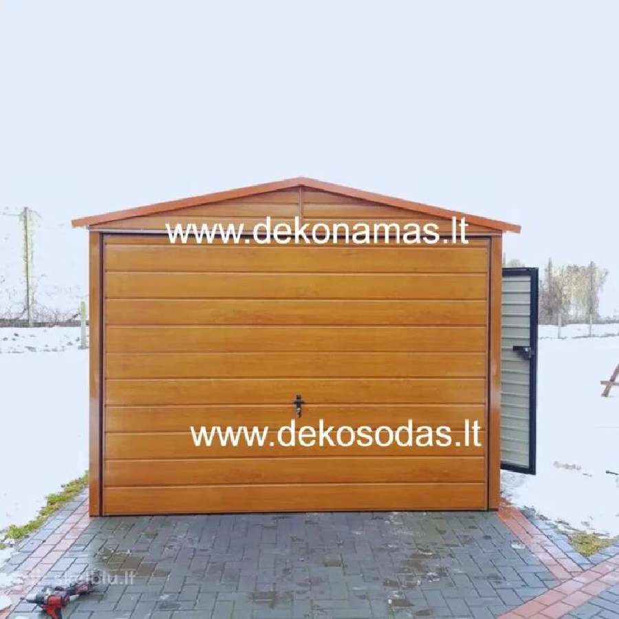 Skardinis garažas 3x6 m su medžio imitacija - nuotraukos Nr. 2