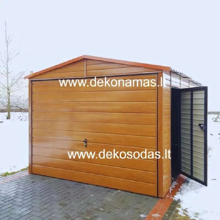 Skardinis garažas 3x6 m su medžio imitacija - nuotraukos Nr. 3
