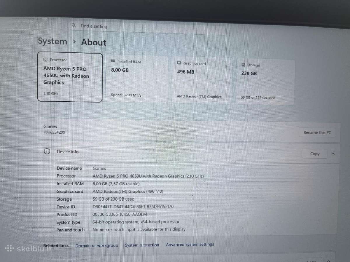 Thinkpad T14s Ryzen 5 Pro 4650u - nuotraukos Nr. 2