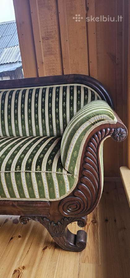 Klasikinė raižyto medžio sofa ir 6 kėdės - nuotraukos Nr. 4