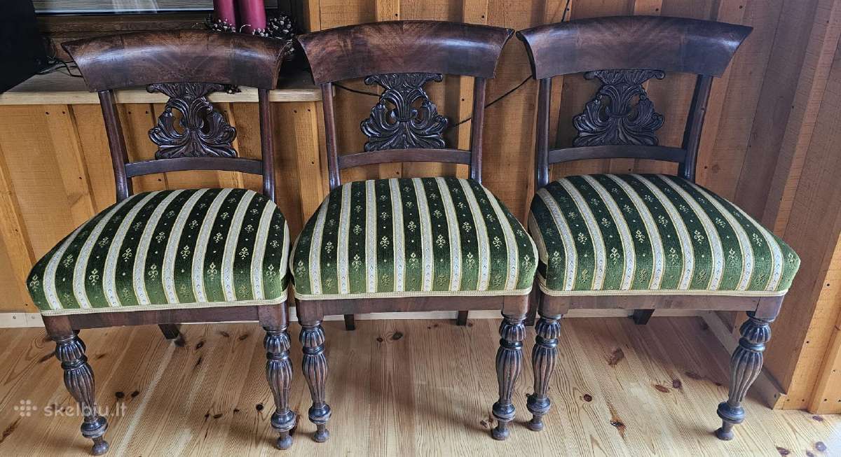 Klasikinė raižyto medžio sofa ir 6 kėdės - nuotraukos Nr. 7