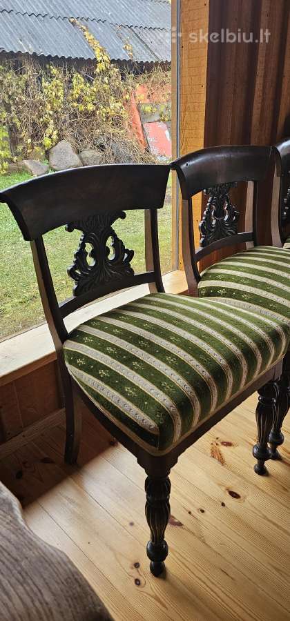 Klasikinė raižyto medžio sofa ir 6 kėdės - nuotraukos Nr. 9
