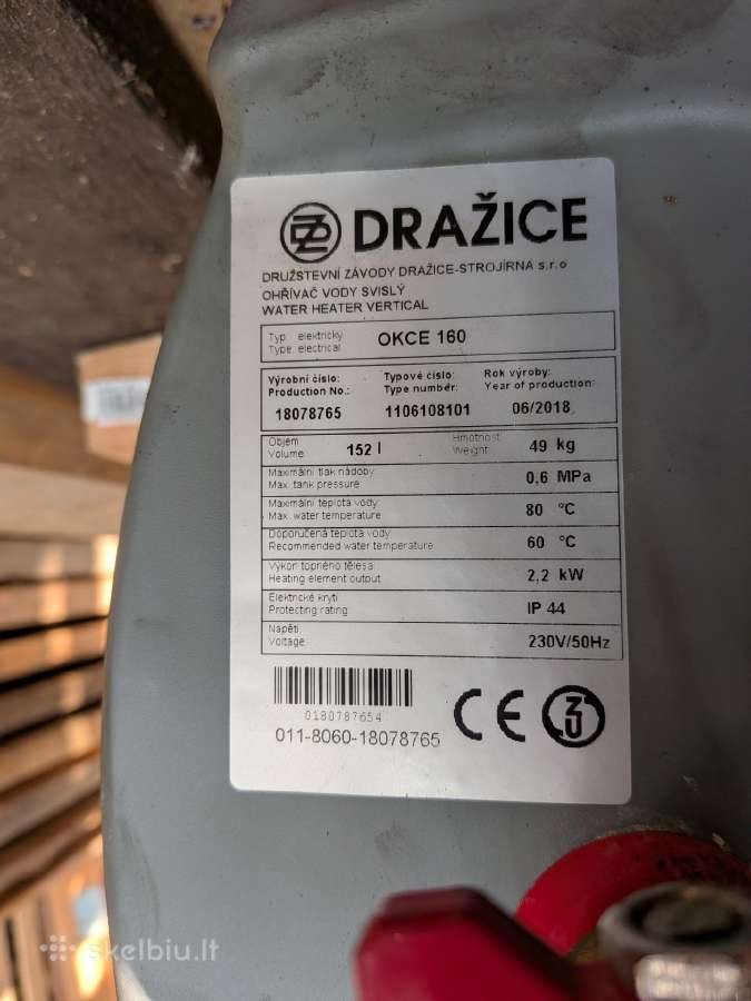 Elektrinis vandens šildytuvas Dražice Okce 160 - nuotraukos Nr. 2