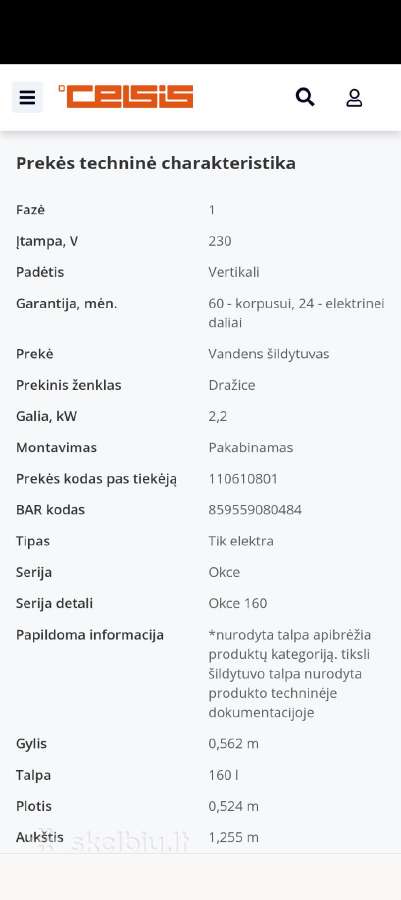 Elektrinis vandens šildytuvas Dražice Okce 160 - nuotraukos Nr. 5