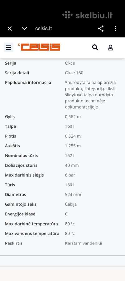 Elektrinis vandens šildytuvas Dražice Okce 160 - nuotraukos Nr. 6