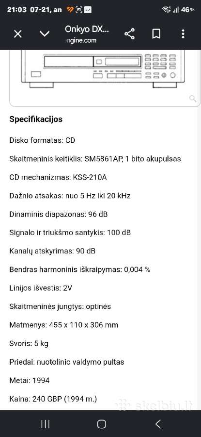 CD Grotuvas Onkyo Dx-704 - nuotraukos Nr. 4