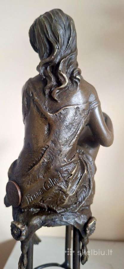 2 Skulptūros Moteris ant baro kėdės 29 cm - Bronza - nuotraukos Nr. 10