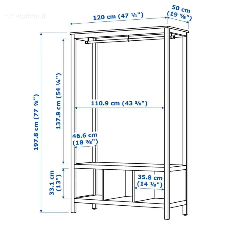 Medinė atvira rūbų spinta Hemnes - nuotraukos Nr. 8
