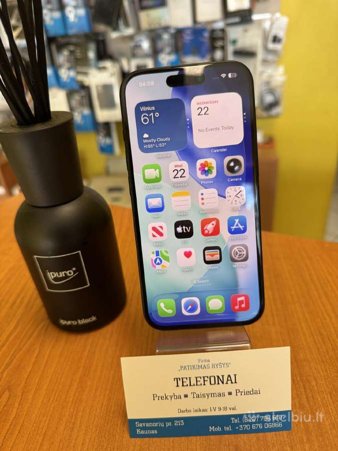 iPhone 15 Black 128gb Su Garantija - nuotraukos Nr. 2