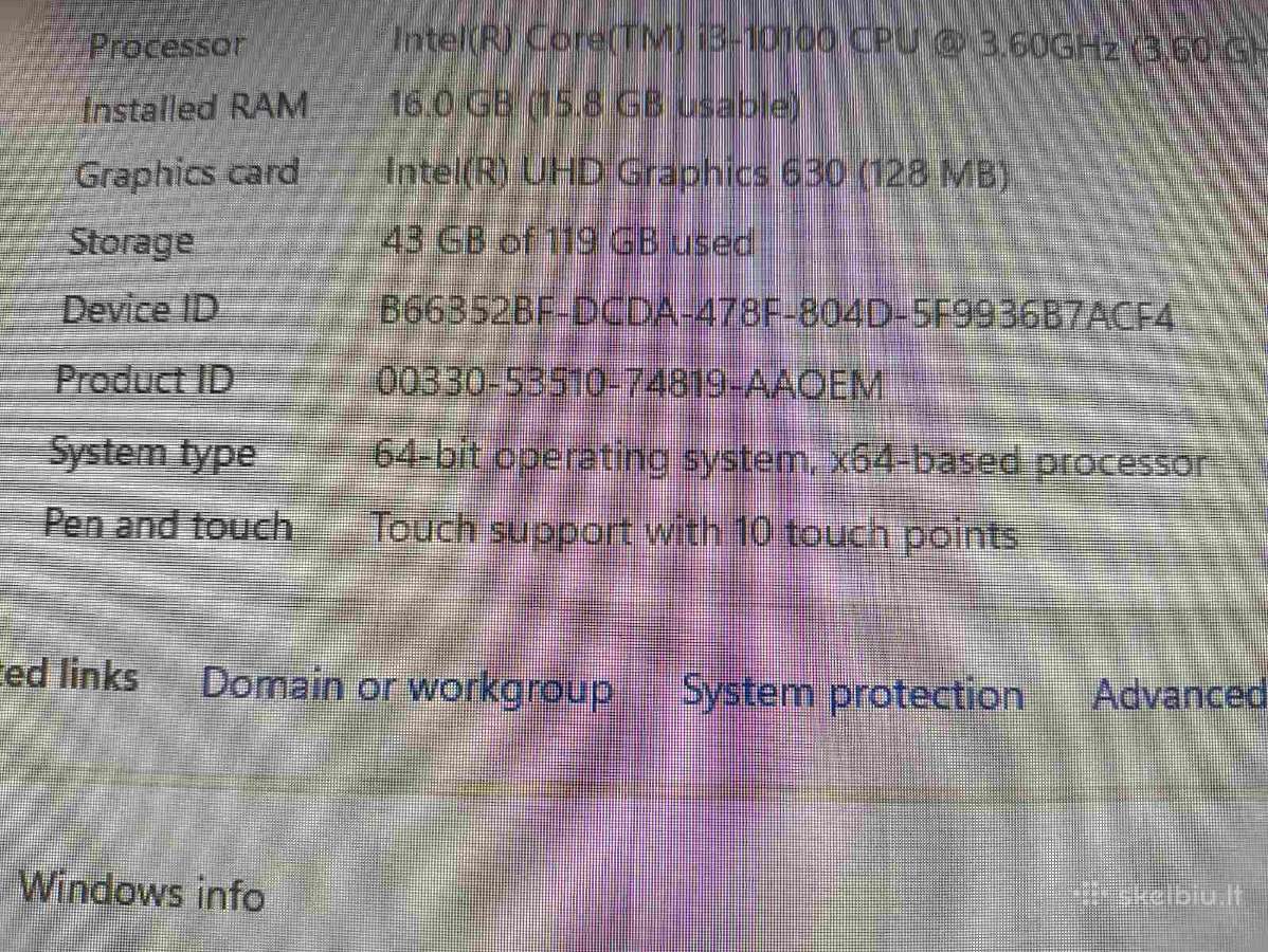 Hp Aio Touch 21.5" i3-10100 16gb 128gb SSD - nuotraukos Nr. 6