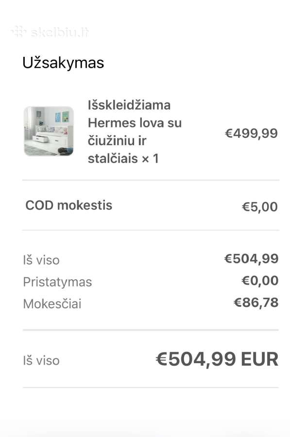 Išskleidžiama lova Hermes - nuotraukos Nr. 3