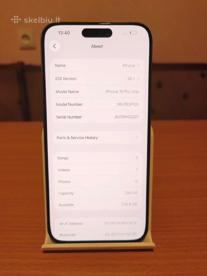 iPhone 15 Pro Max, 256gb, Battery health 87% - nuotraukos Nr. 8