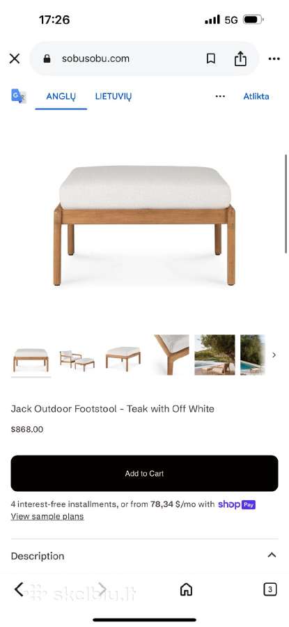 Jack outdoor footstool pufas medis tinkmedis - nuotraukos Nr. 2