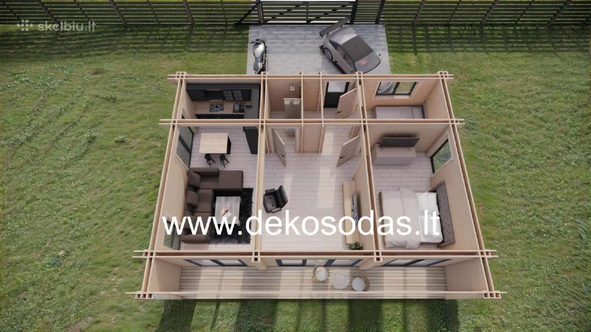 Medinis sodo namelis „savana“ 13x6,95 m, 44 mm - nuotraukos Nr. 3