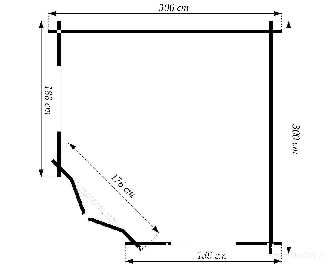 Kampinis medinis sodo namelis 40 mm, 298x298 cm - nuotraukos Nr. 2
