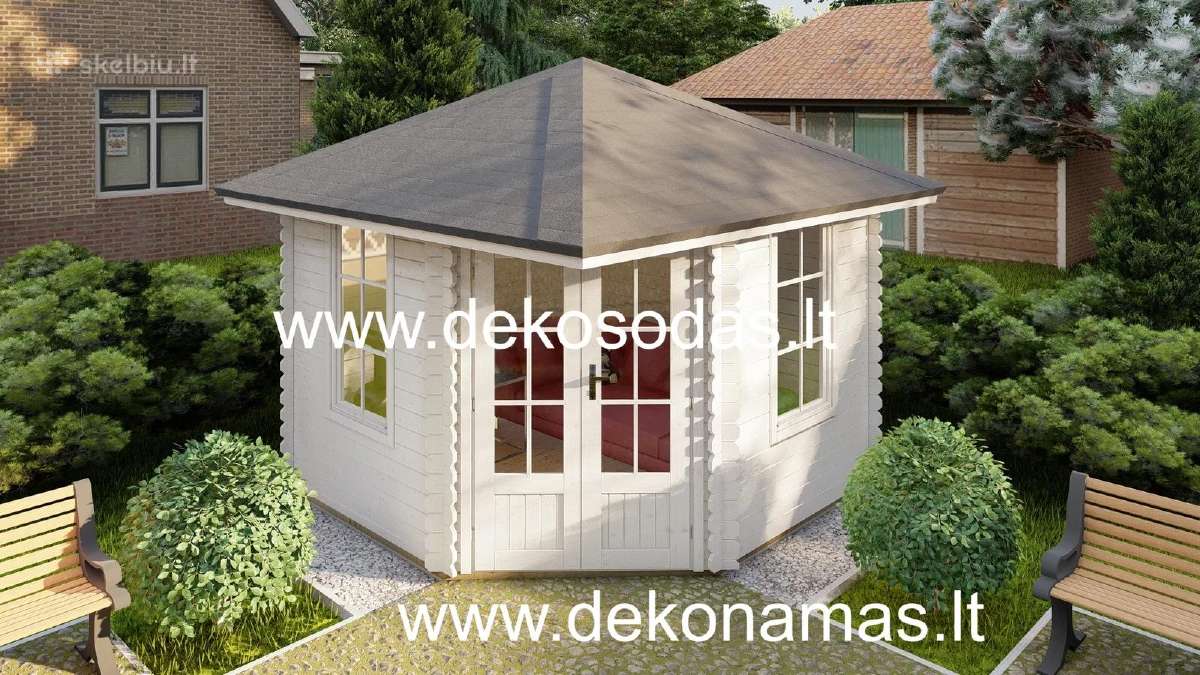 Kampinis medinis sodo namelis 40 mm, 298x298 cm - nuotraukos Nr. 3