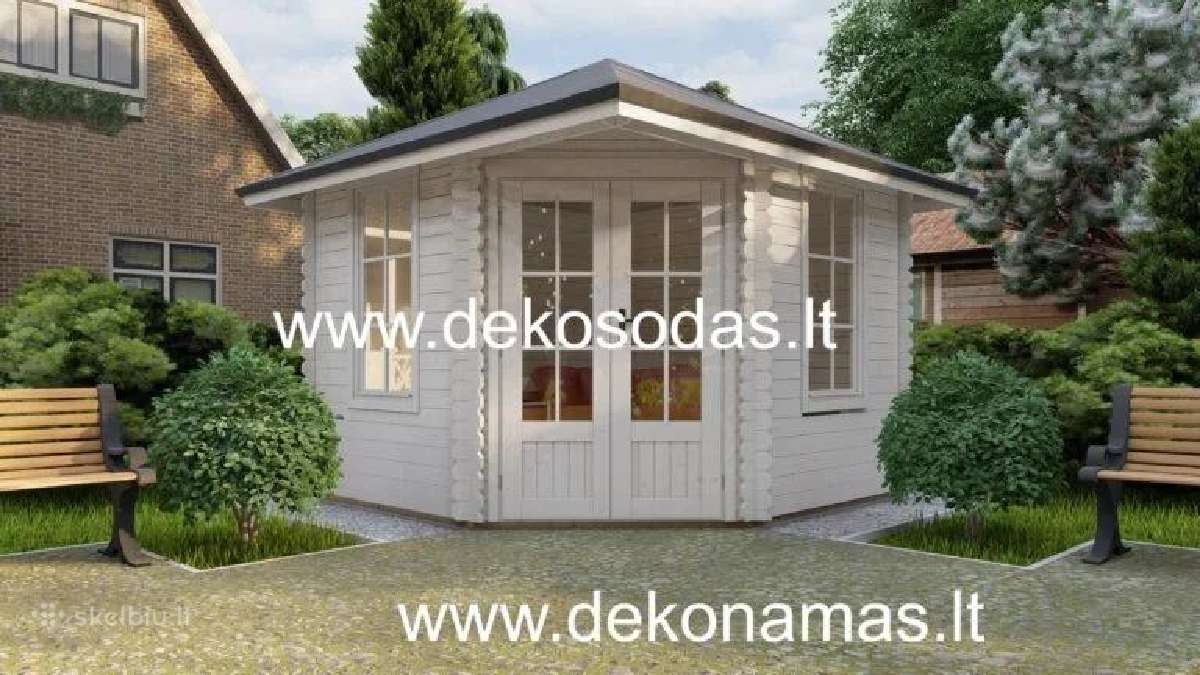 Kampinis medinis sodo namelis 40 mm, 298x298 cm - nuotraukos Nr. 5